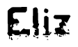 The image contains the word Eliz in a stylized font with a static looking effect at the bottom of the words