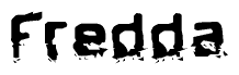 The image contains the word Fredda in a stylized font with a static looking effect at the bottom of the words