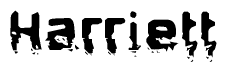 The image contains the word Harriett in a stylized font with a static looking effect at the bottom of the words