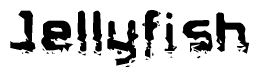 The image contains the word Jellyfish in a stylized font with a static looking effect at the bottom of the words