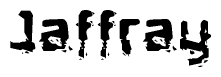 The image contains the word Jaffray in a stylized font with a static looking effect at the bottom of the words