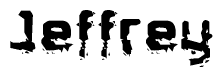 The image contains the word Jeffrey in a stylized font with a static looking effect at the bottom of the words