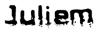 The image contains the word Juliem in a stylized font with a static looking effect at the bottom of the words