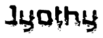 The image contains the word Jyothy in a stylized font with a static looking effect at the bottom of the words