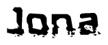 The image contains the word Jona in a stylized font with a static looking effect at the bottom of the words