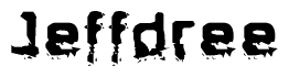 The image contains the word Jeffdree in a stylized font with a static looking effect at the bottom of the words