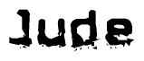 The image contains the word Jude in a stylized font with a static looking effect at the bottom of the words