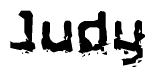 The image contains the word Judy in a stylized font with a static looking effect at the bottom of the words