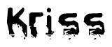 The image contains the word Kriss in a stylized font with a static looking effect at the bottom of the words