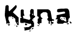 The image contains the word Kyna in a stylized font with a static looking effect at the bottom of the words