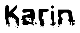 The image contains the word Karin in a stylized font with a static looking effect at the bottom of the words
