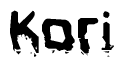 This nametag says Kori, and has a static looking effect at the bottom of the words. The words are in a stylized font.