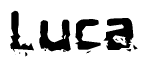 The image contains the word Luca in a stylized font with a static looking effect at the bottom of the words