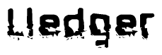 The image contains the word Lledger in a stylized font with a static looking effect at the bottom of the words