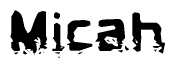 The image contains the word Micah in a stylized font with a static looking effect at the bottom of the words