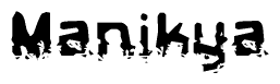 The image contains the word Manikya in a stylized font with a static looking effect at the bottom of the words