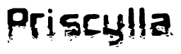 The image contains the word Priscylla in a stylized font with a static looking effect at the bottom of the words