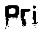 This nametag says Pri, and has a static looking effect at the bottom of the words. The words are in a stylized font.