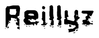 This nametag says Reillyz, and has a static looking effect at the bottom of the words. The words are in a stylized font.