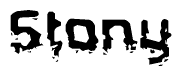 The image contains the word Stony in a stylized font with a static looking effect at the bottom of the words