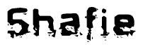 The image contains the word Shafie in a stylized font with a static looking effect at the bottom of the words