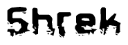 The image contains the word Shrek in a stylized font with a static looking effect at the bottom of the words