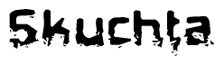 The image contains the word Skuchta in a stylized font with a static looking effect at the bottom of the words