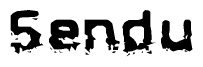 The image contains the word Sendu in a stylized font with a static looking effect at the bottom of the words