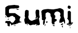 The image contains the word Sumi in a stylized font with a static looking effect at the bottom of the words