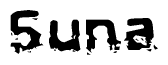 The image contains the word Suna in a stylized font with a static looking effect at the bottom of the words