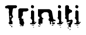 This nametag says Triniti, and has a static looking effect at the bottom of the words. The words are in a stylized font.