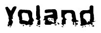 The image contains the word Yoland in a stylized font with a static looking effect at the bottom of the words