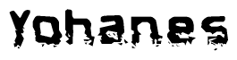 The image contains the word Yohanes in a stylized font with a static looking effect at the bottom of the words