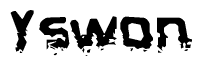 The image contains the word Yswon in a stylized font with a static looking effect at the bottom of the words