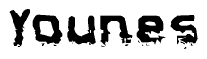 The image contains the word Younes in a stylized font with a static looking effect at the bottom of the words