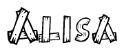 The clipart image shows the name Alisa stylized to look like it is constructed out of separate wooden planks or boards, with each letter having wood grain and plank-like details.
