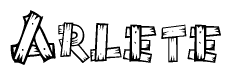 The clipart image shows the name Arlete stylized to look like it is constructed out of separate wooden planks or boards, with each letter having wood grain and plank-like details.