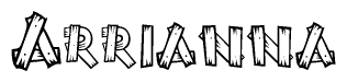 The clipart image shows the name Arrianna stylized to look like it is constructed out of separate wooden planks or boards, with each letter having wood grain and plank-like details.