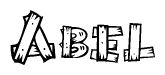 The clipart image shows the name Abel stylized to look like it is constructed out of separate wooden planks or boards, with each letter having wood grain and plank-like details.