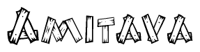 The clipart image shows the name Amitava stylized to look as if it has been constructed out of wooden planks or logs. Each letter is designed to resemble pieces of wood.