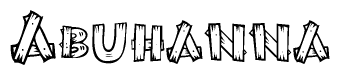 The clipart image shows the name Abuhanna stylized to look like it is constructed out of separate wooden planks or boards, with each letter having wood grain and plank-like details.