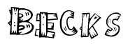 The clipart image shows the name Becks stylized to look like it is constructed out of separate wooden planks or boards, with each letter having wood grain and plank-like details.
