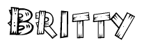 The clipart image shows the name Britty stylized to look like it is constructed out of separate wooden planks or boards, with each letter having wood grain and plank-like details.