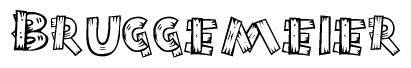 The clipart image shows the name Bruggemeier stylized to look like it is constructed out of separate wooden planks or boards, with each letter having wood grain and plank-like details.