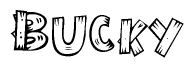 The clipart image shows the name Bucky stylized to look like it is constructed out of separate wooden planks or boards, with each letter having wood grain and plank-like details.