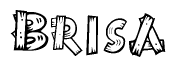 The clipart image shows the name Brisa stylized to look as if it has been constructed out of wooden planks or logs. Each letter is designed to resemble pieces of wood.