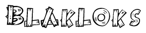 The image contains the name Blakloks written in a decorative, stylized font with a hand-drawn appearance. The lines are made up of what appears to be planks of wood, which are nailed together