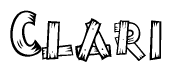The clipart image shows the name Clari stylized to look as if it has been constructed out of wooden planks or logs. Each letter is designed to resemble pieces of wood.