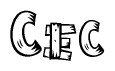 The clipart image shows the name Cec stylized to look as if it has been constructed out of wooden planks or logs. Each letter is designed to resemble pieces of wood.