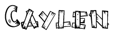 The clipart image shows the name Caylen stylized to look like it is constructed out of separate wooden planks or boards, with each letter having wood grain and plank-like details.
